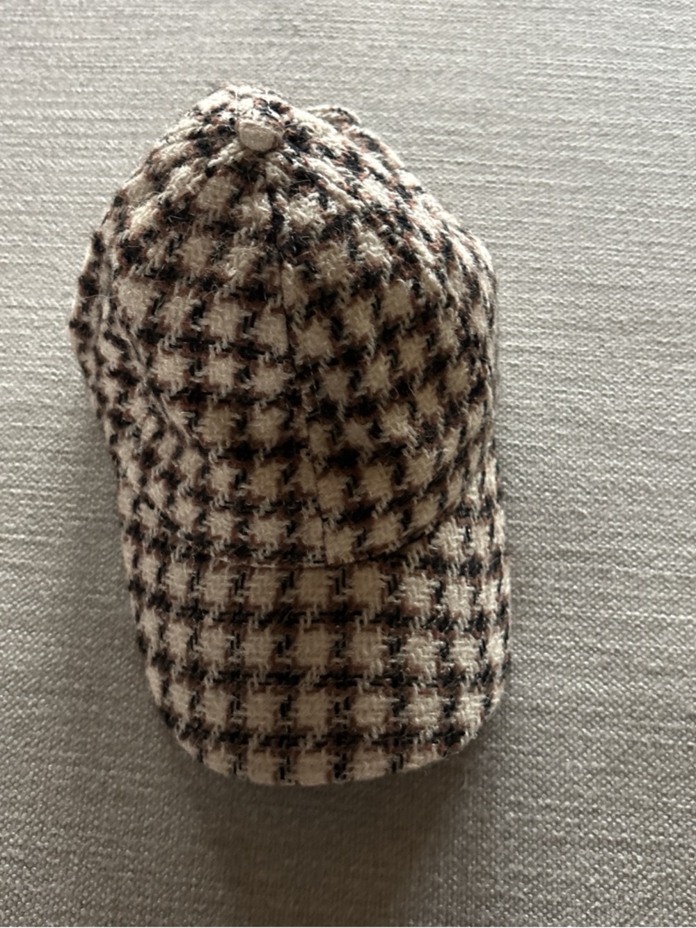 J. Crew Houndstooth Wool-Blend Cap in Brown and Beige